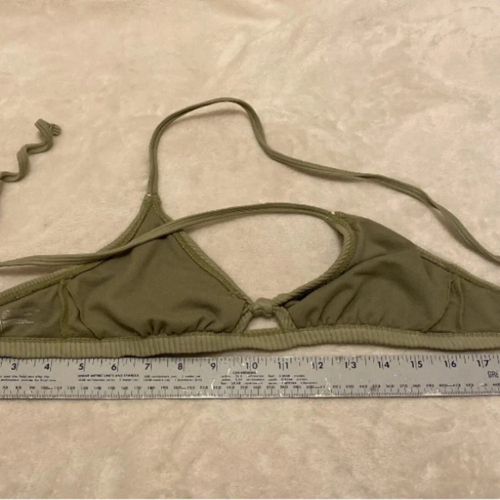 Adore Me Mossy Green Velvet Ribbed Bikini Top